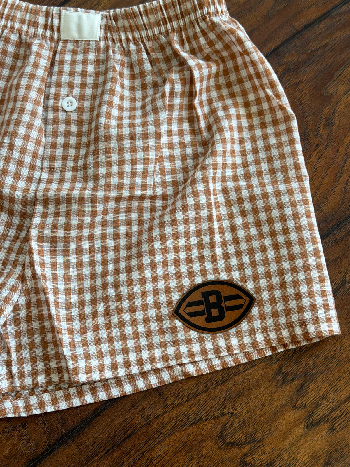 Gingham leather patch shorts