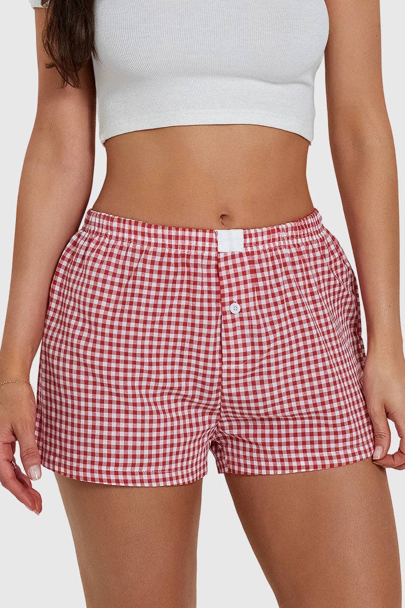 Gingham leather patch shorts