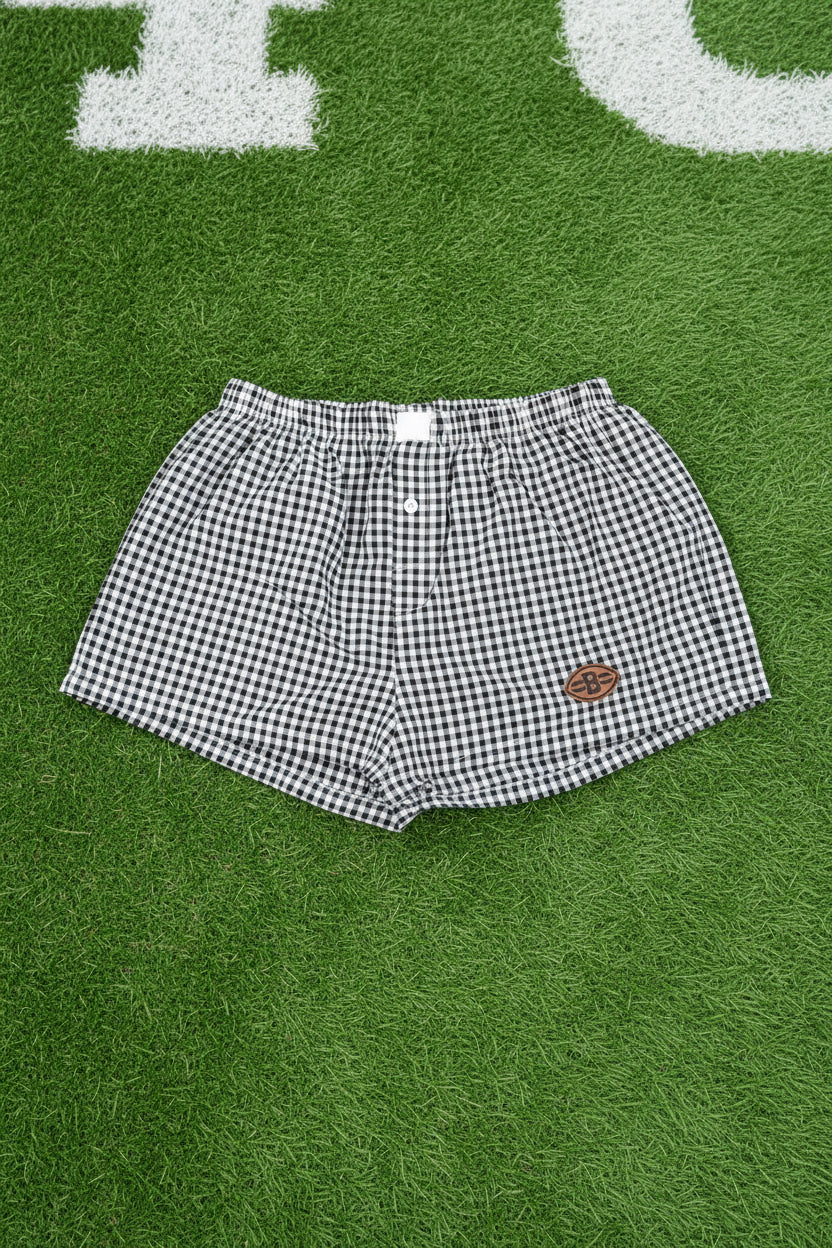 Gingham leather patch shorts