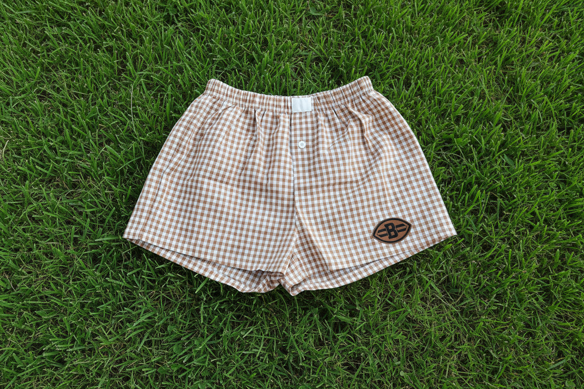 Gingham leather patch shorts