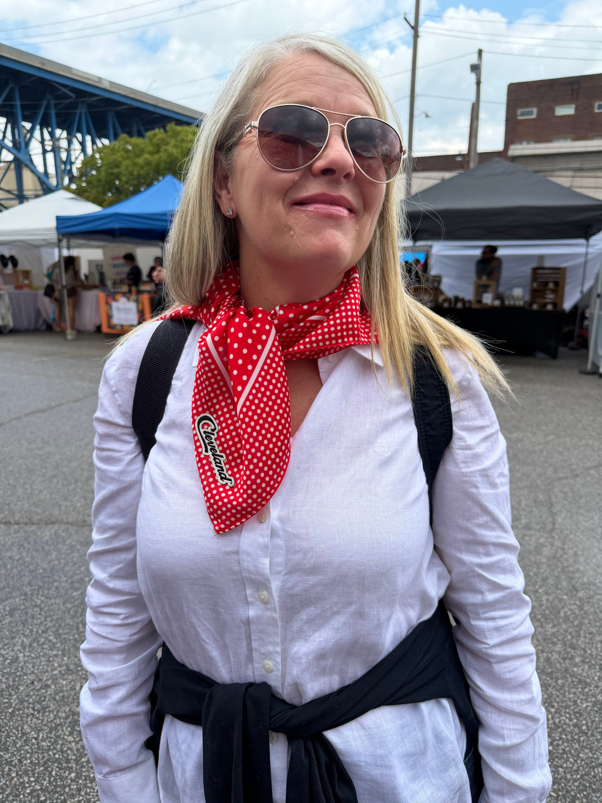 Silk scarf with custom leather patches