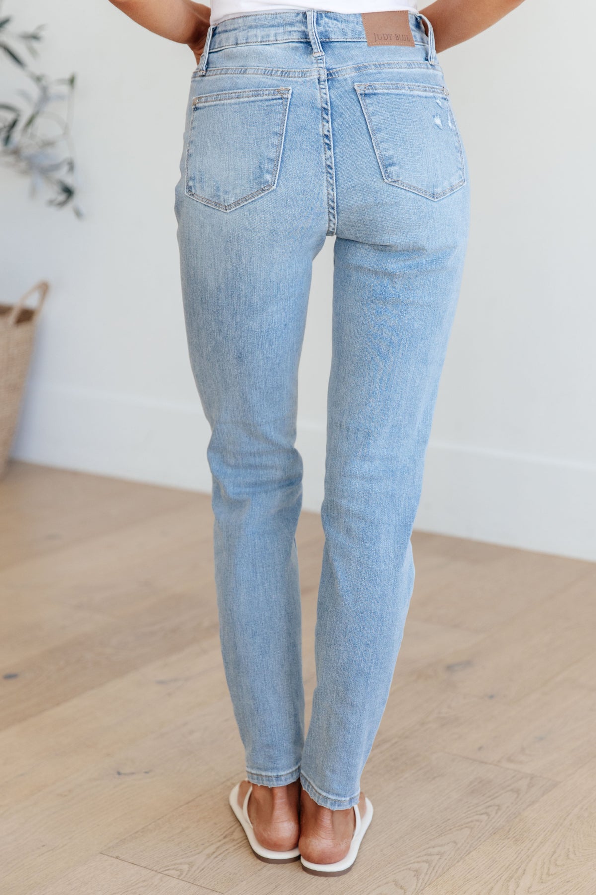 Judy Blue Eloise Mid Rise Control Top Distressed Skinny Jeans