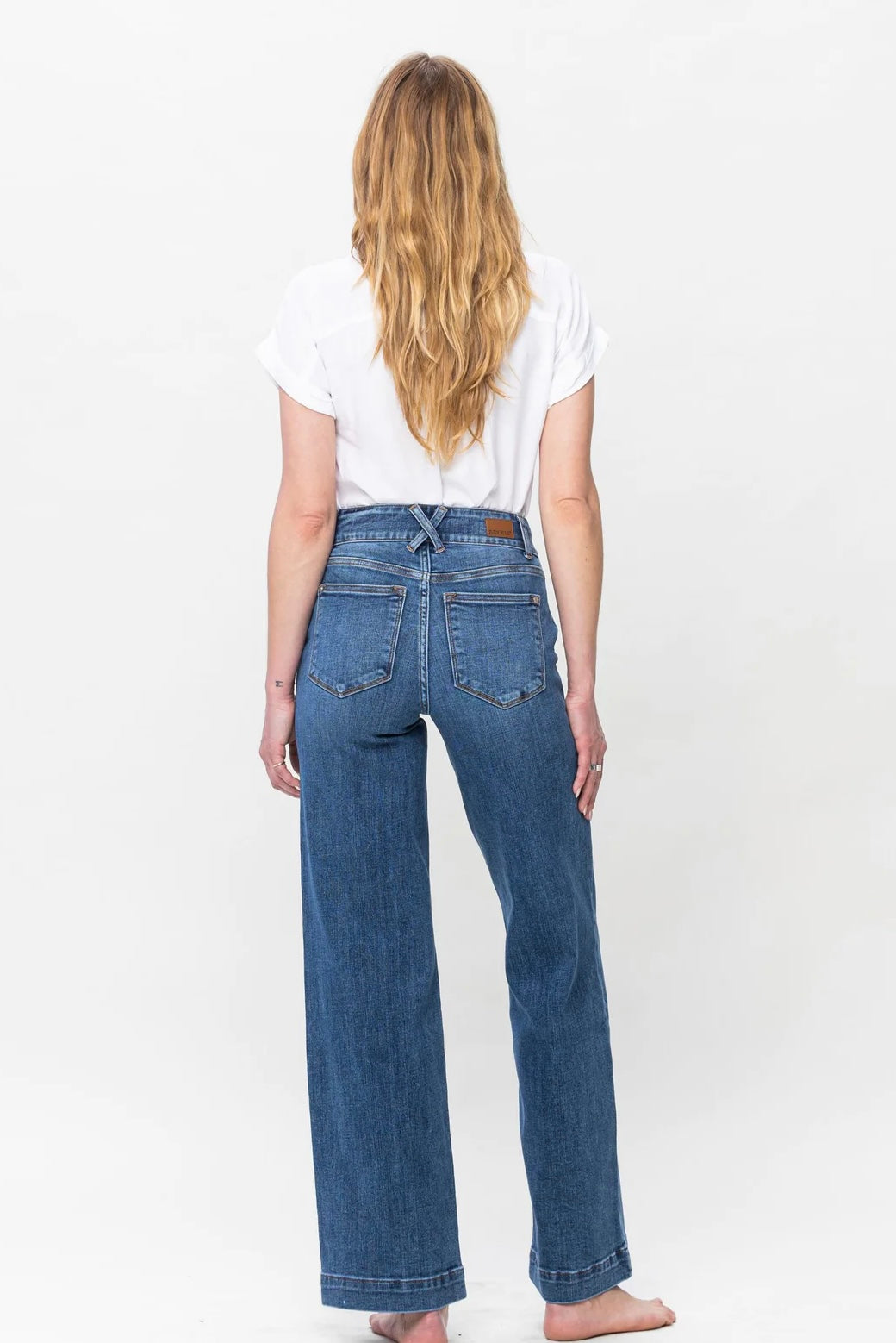 Judy Blue High Waist Double Button Wide Leg Denim