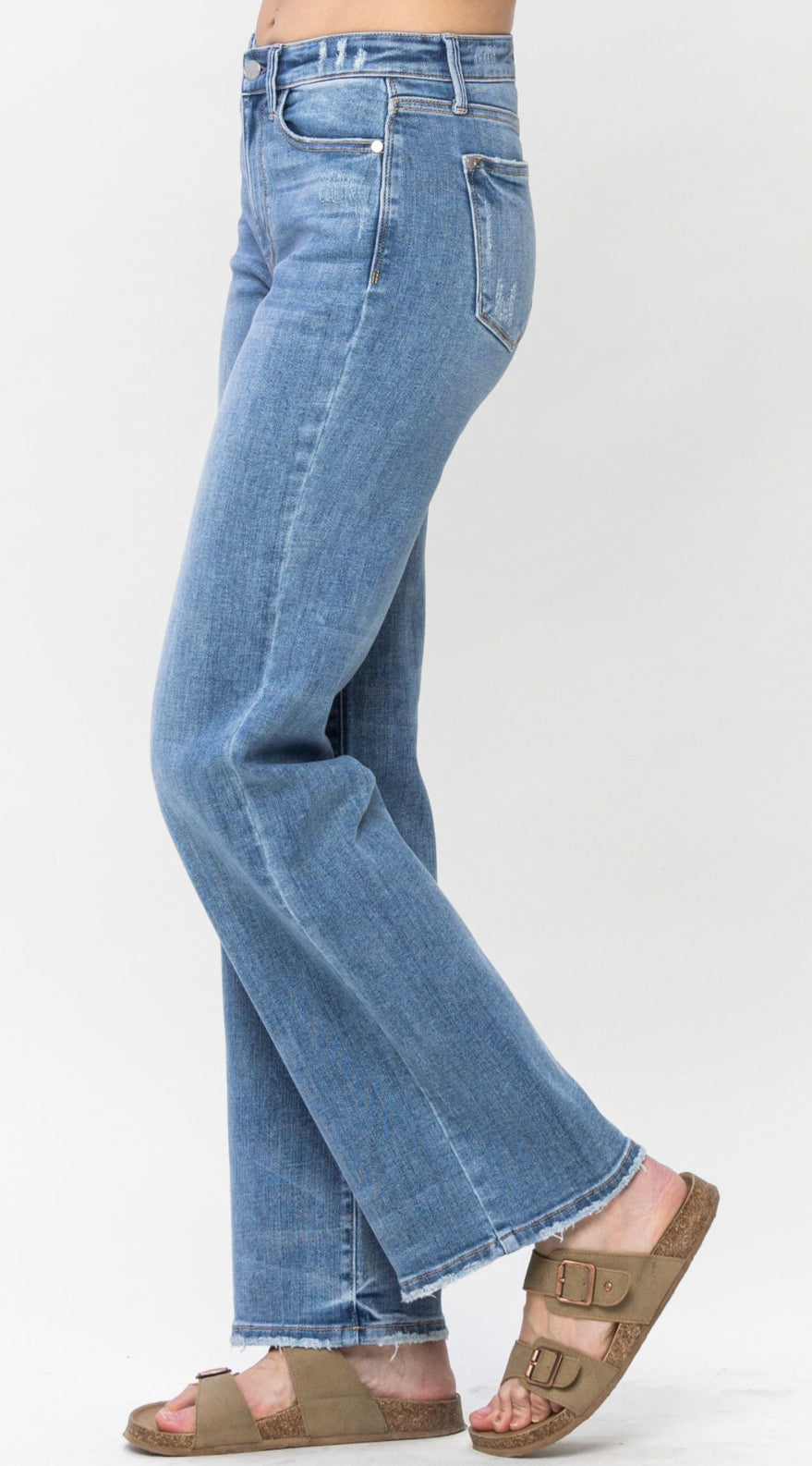Judy Blue Mid Rise Vintage Wash Wide Leg