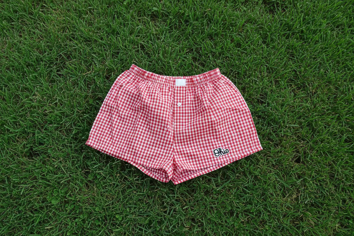 Gingham leather patch shorts