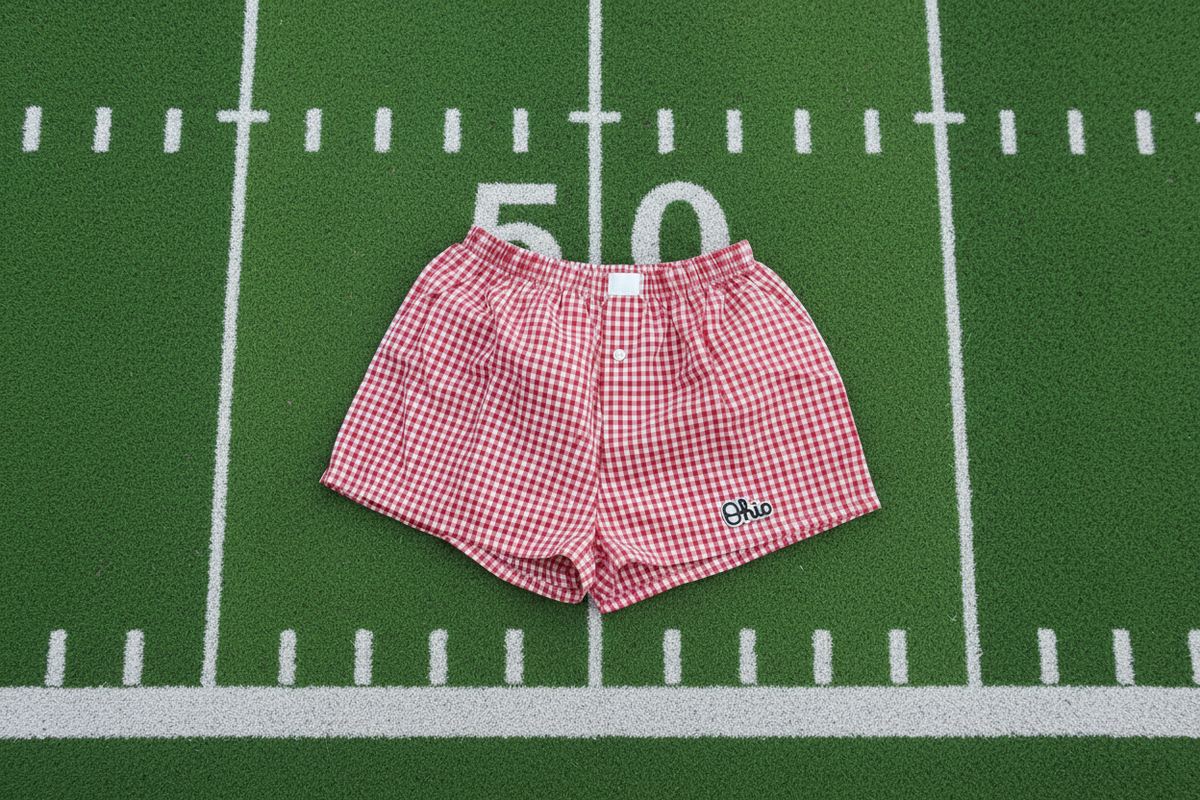 Gingham leather patch shorts