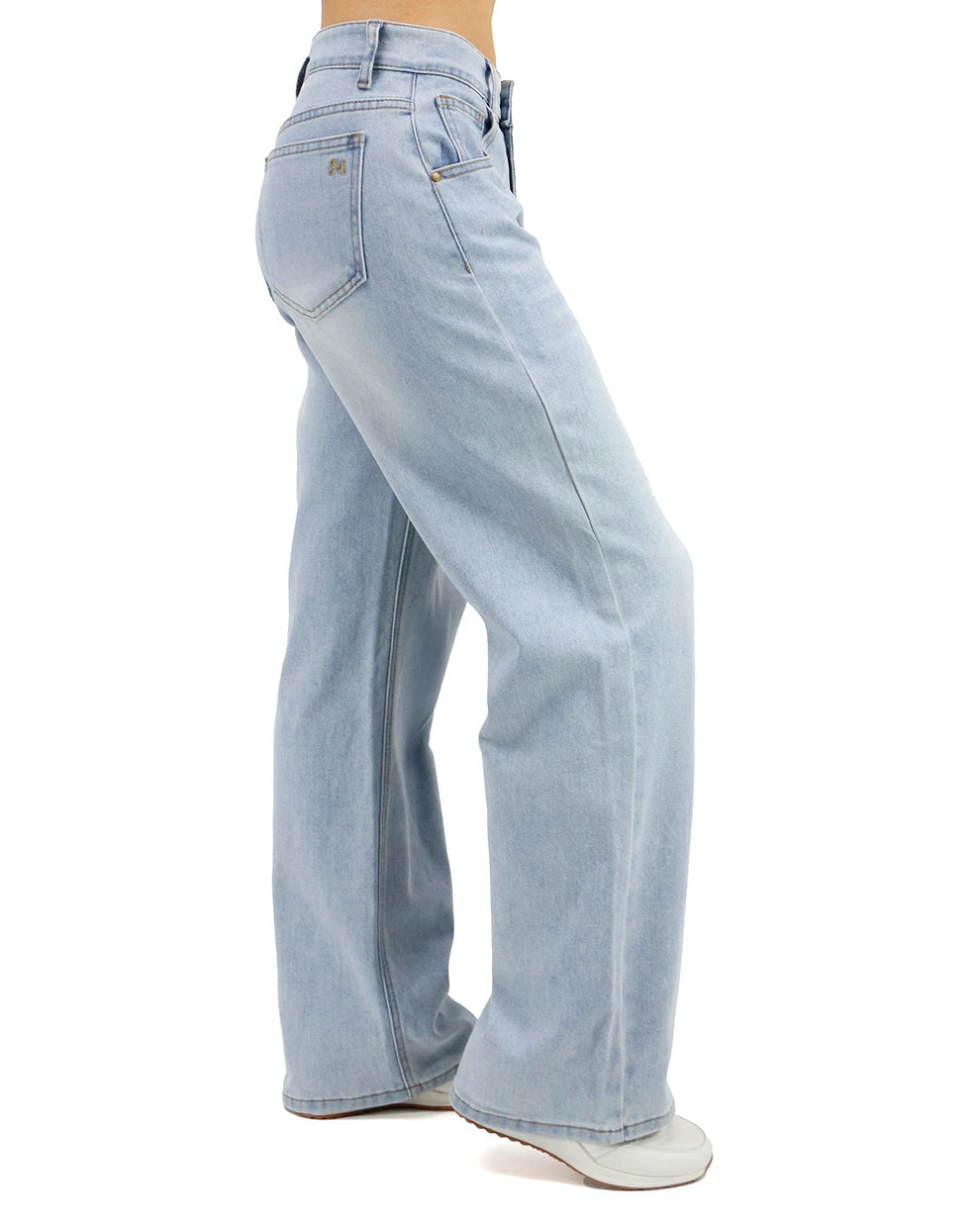 Grace and Lace Slouchy soft wide leg jeans in non distressed light-wash