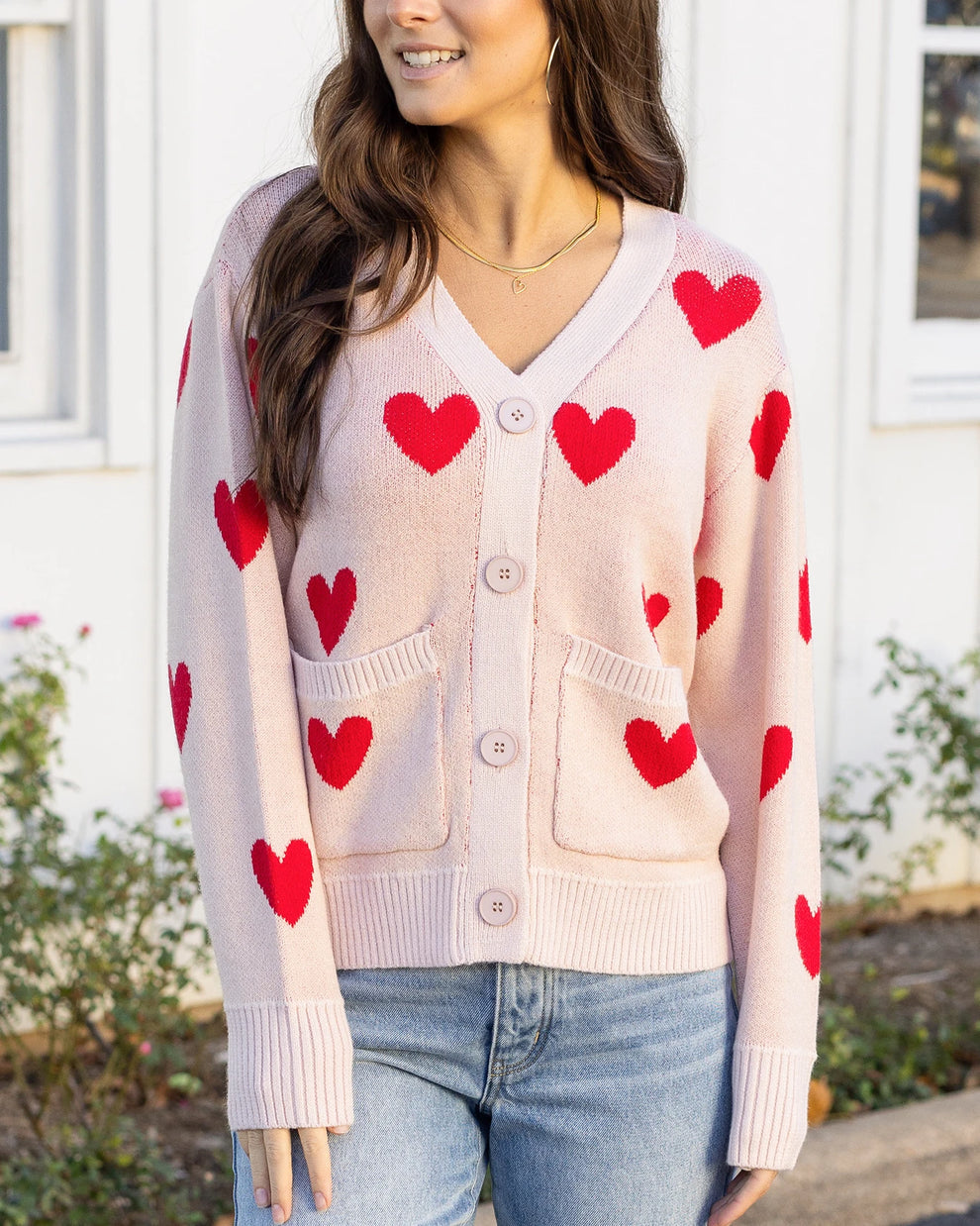 Grace and Lace knit heart cardigan in hearts