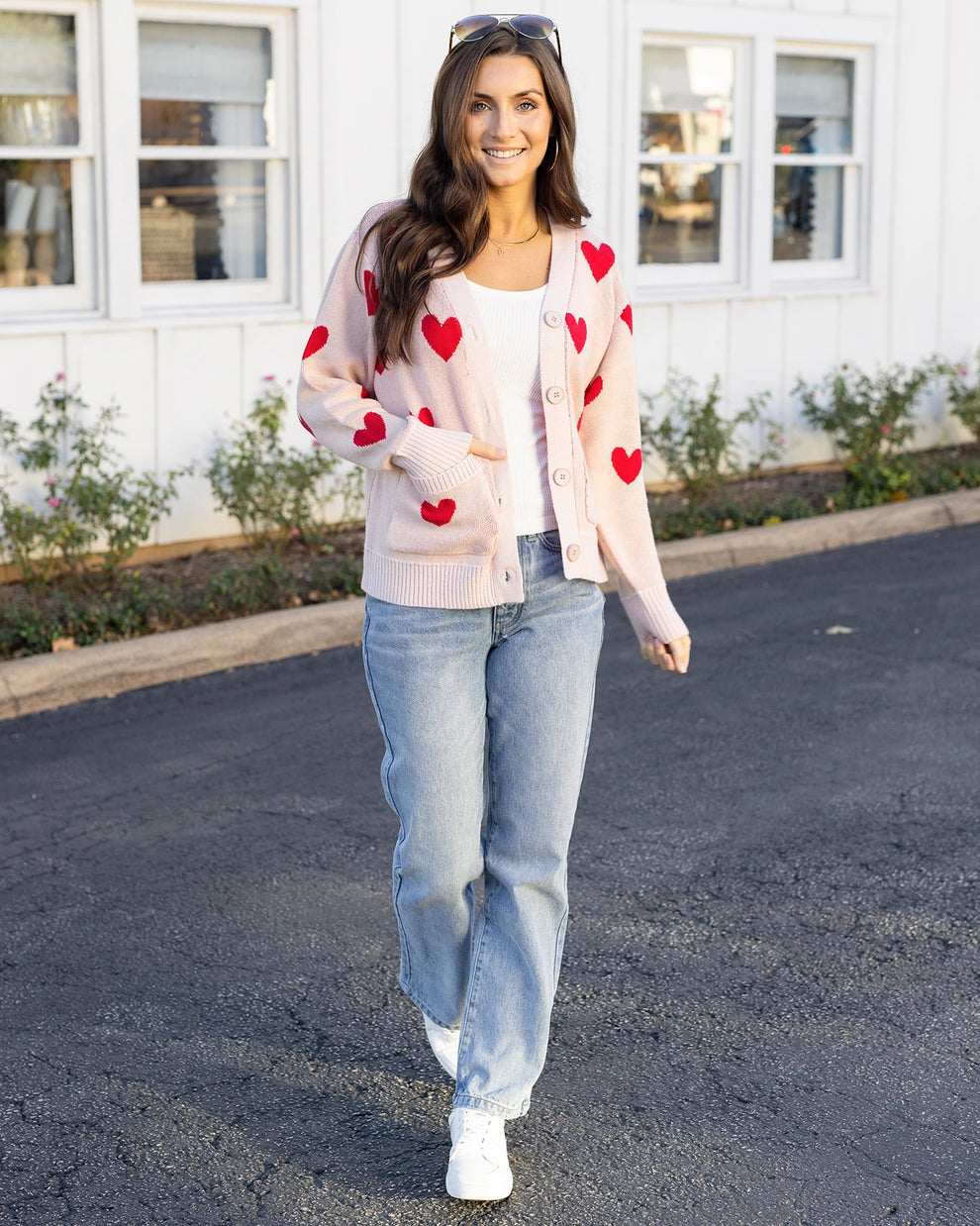 Grace and Lace knit heart cardigan in hearts