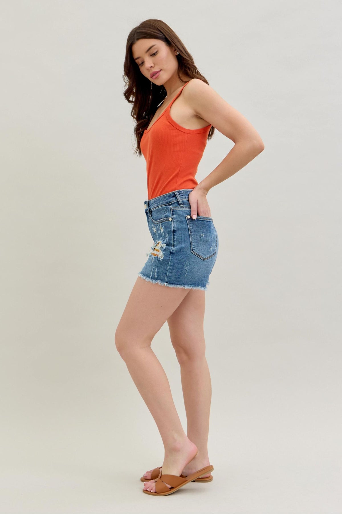 Judy Blue high waisted browns inspired cut off shorts