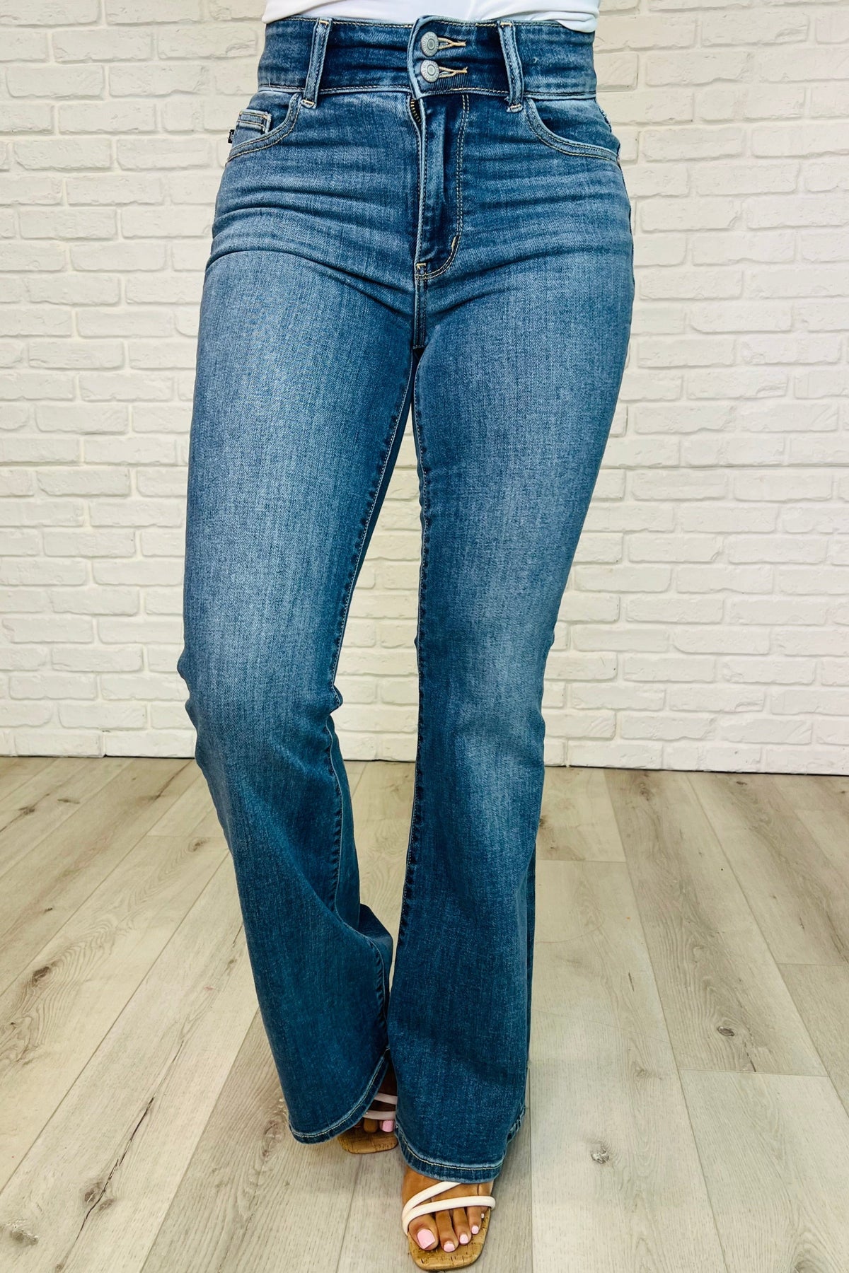 Judy Blue Ariana High Rise Double Button Waistband Flare Jeans