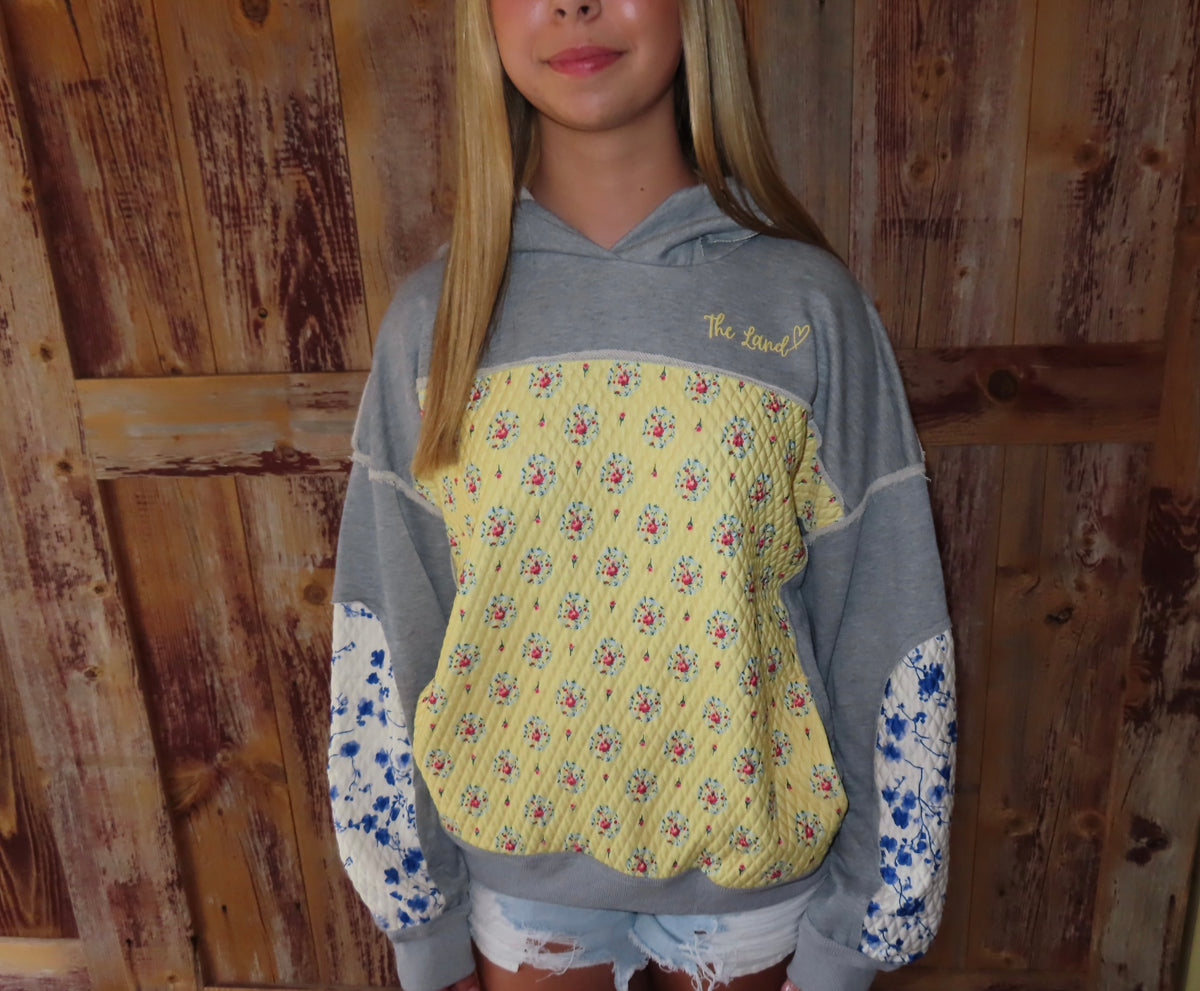 Boho Oversized Patchwork Floral The Land hoodie