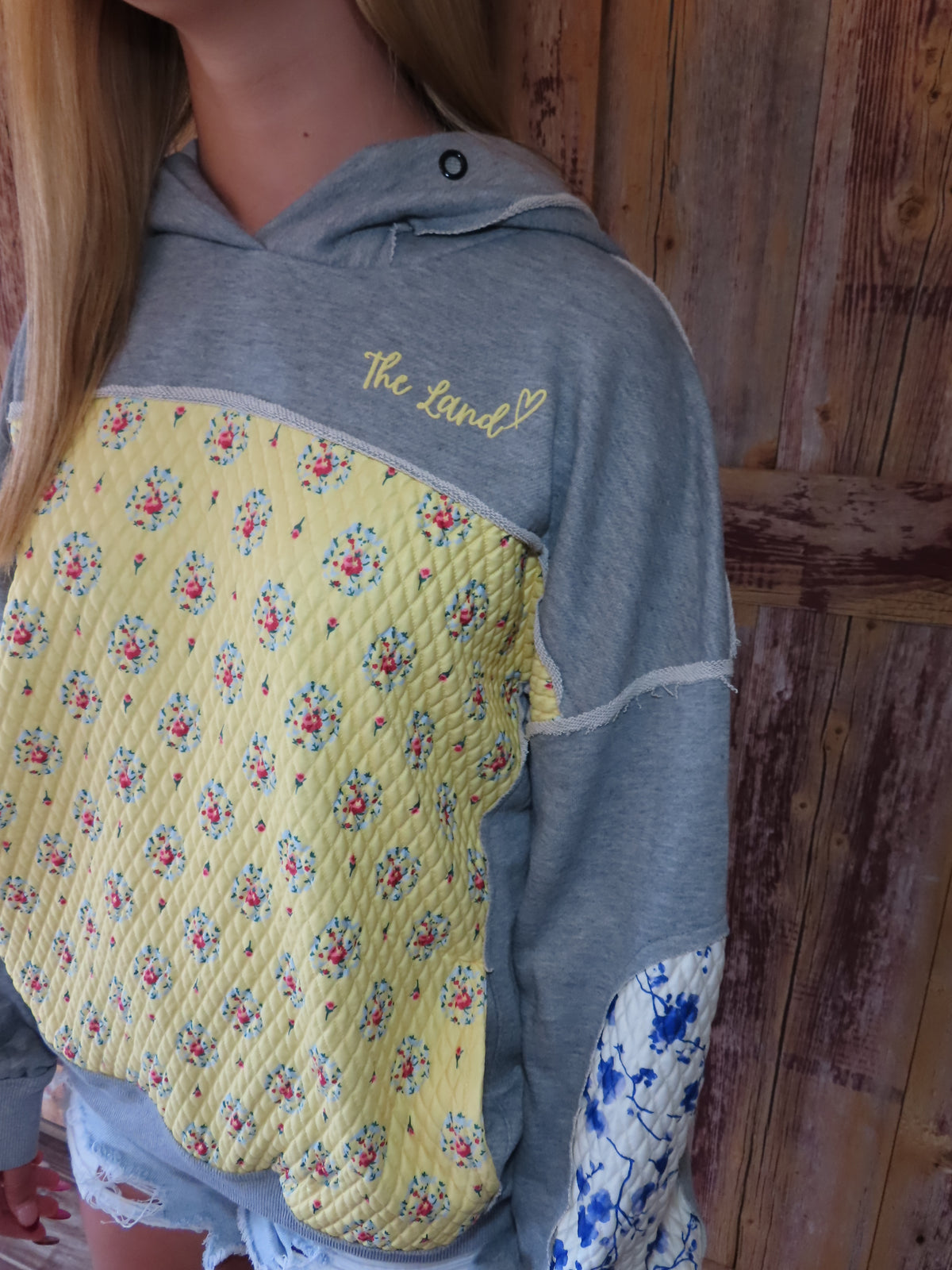 Boho Oversized Patchwork Floral The Land hoodie
