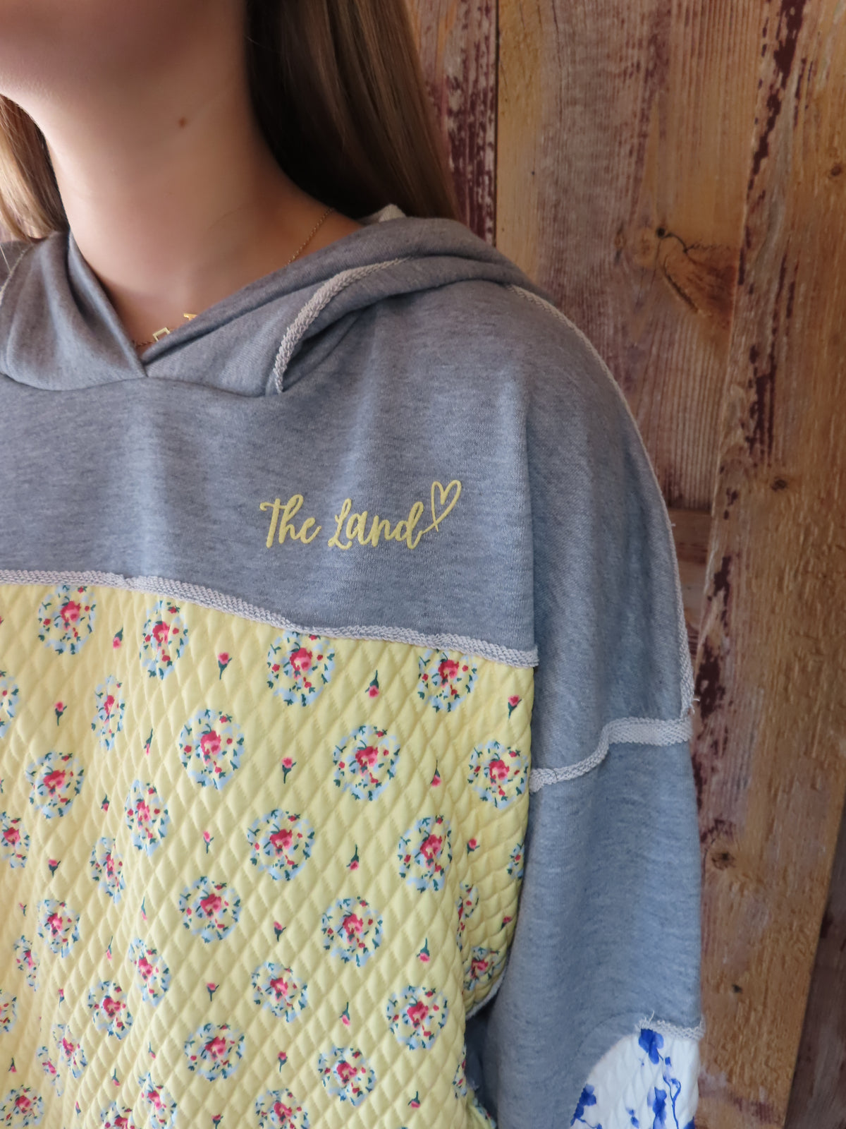Boho Oversized Patchwork Floral The Land hoodie