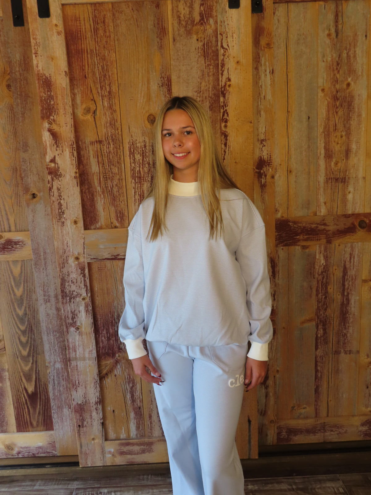 Spring Stripes CLE  Mock neck striped sweatshirt