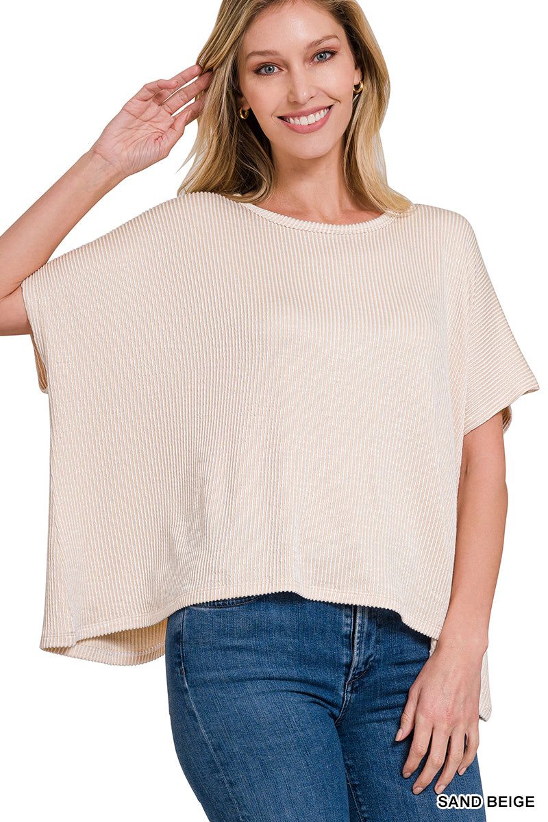 Zenana Ribbed oversized Short sleeve top