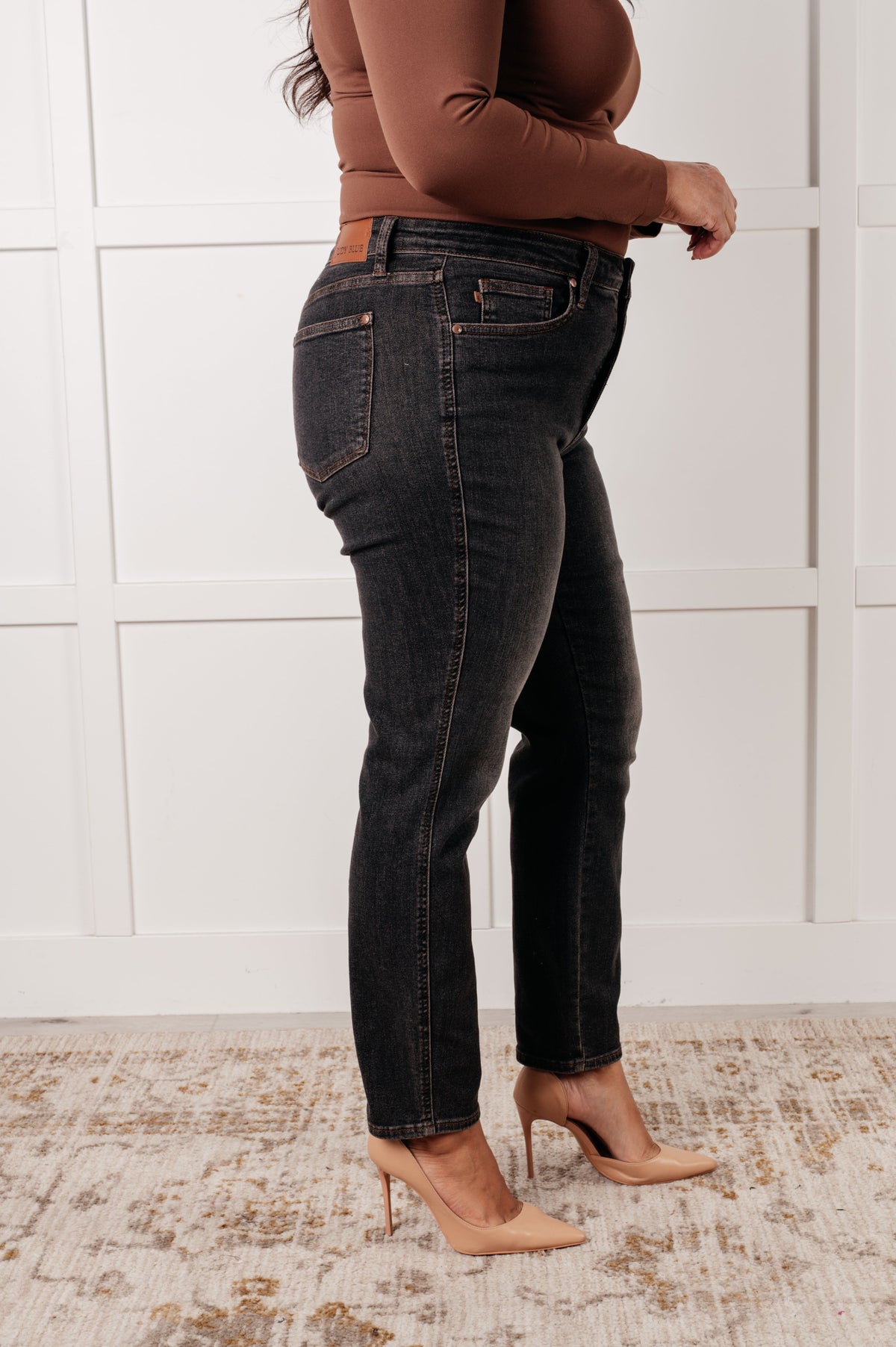 Judy Blue Rita Mid Rise Control Top Slim Jeans