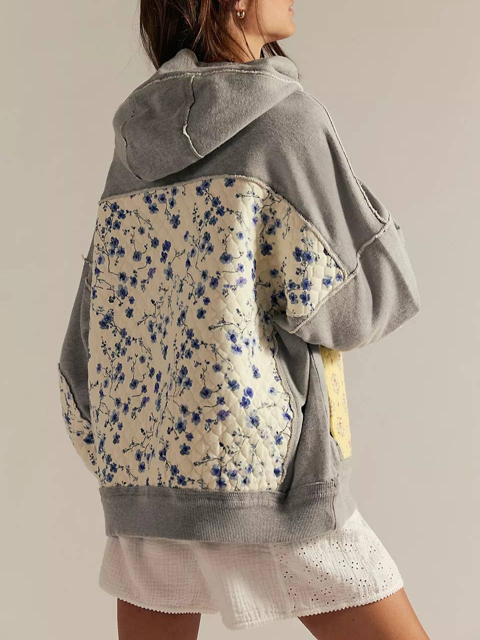 Boho Oversized Patchwork Floral The Land hoodie