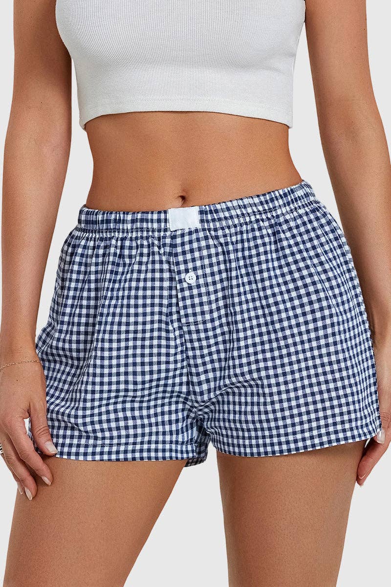 Gingham leather patch shorts
