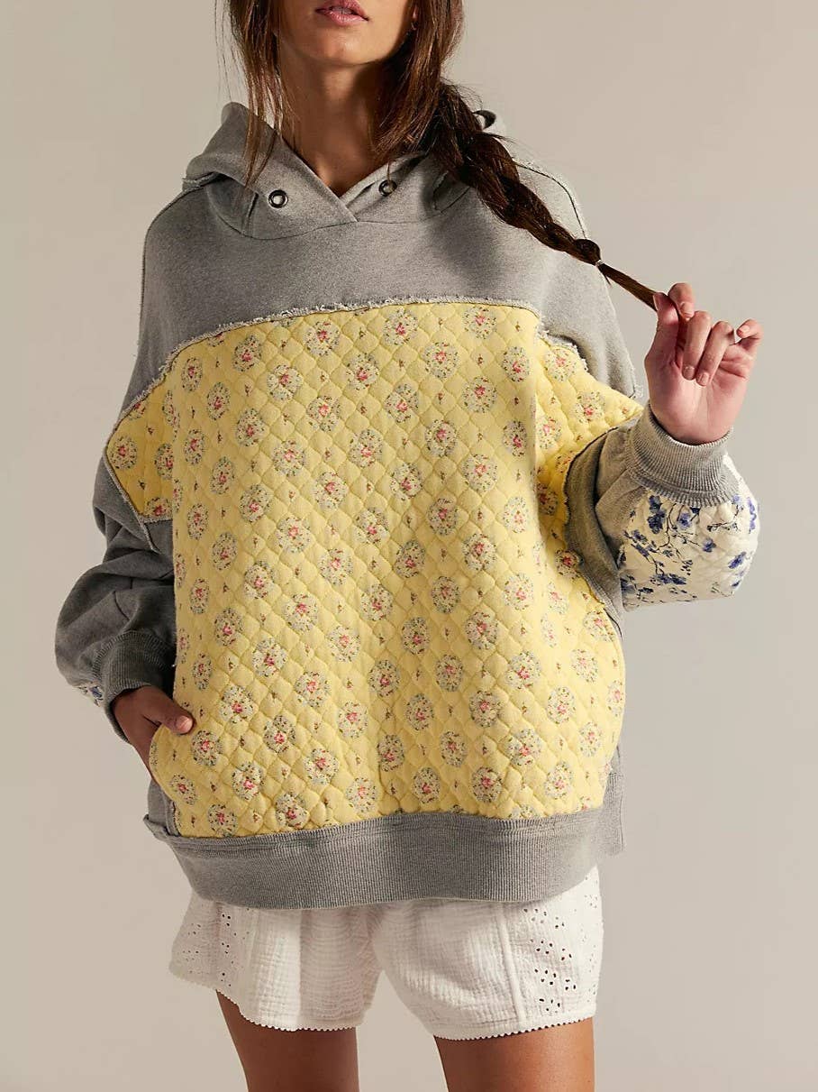 Boho Oversized Patchwork Floral The Land hoodie