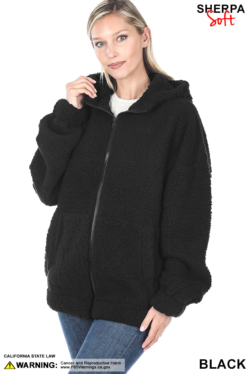 Zenana Sherpa Jacket in Black