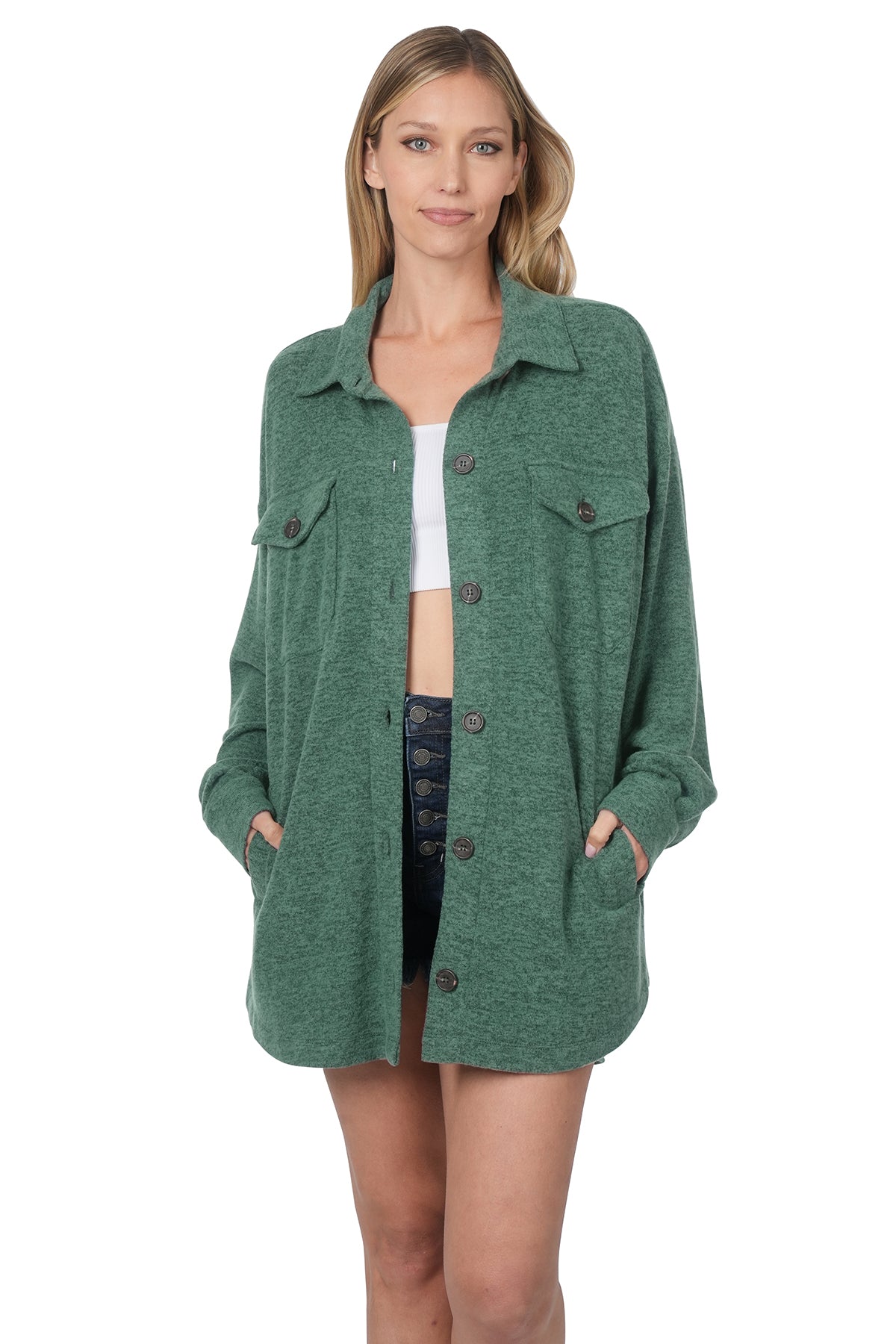 Zenana Melange Oversized Sweater Shacket
