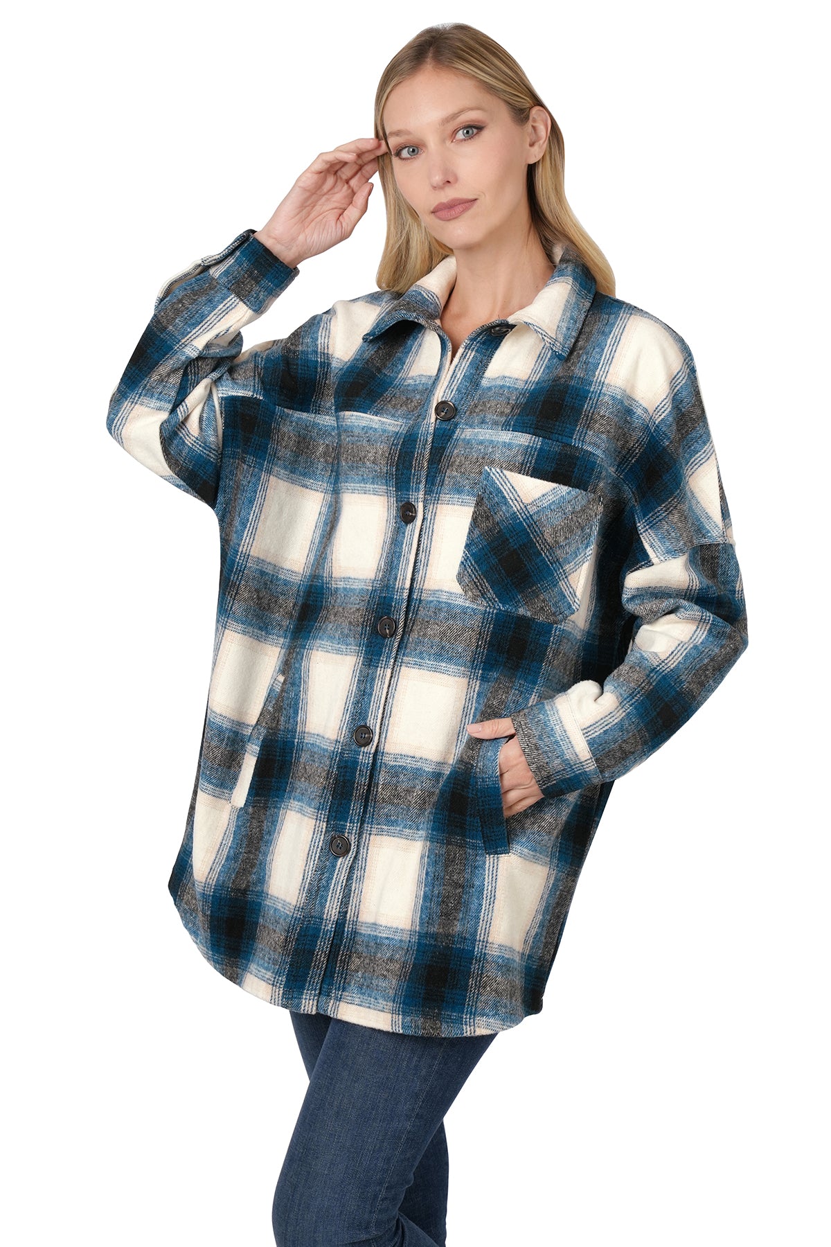 Zenana Button Cuff Shacket