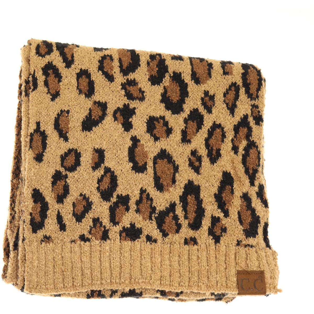 ccbeanie Leopard Boucle Knit Scarf