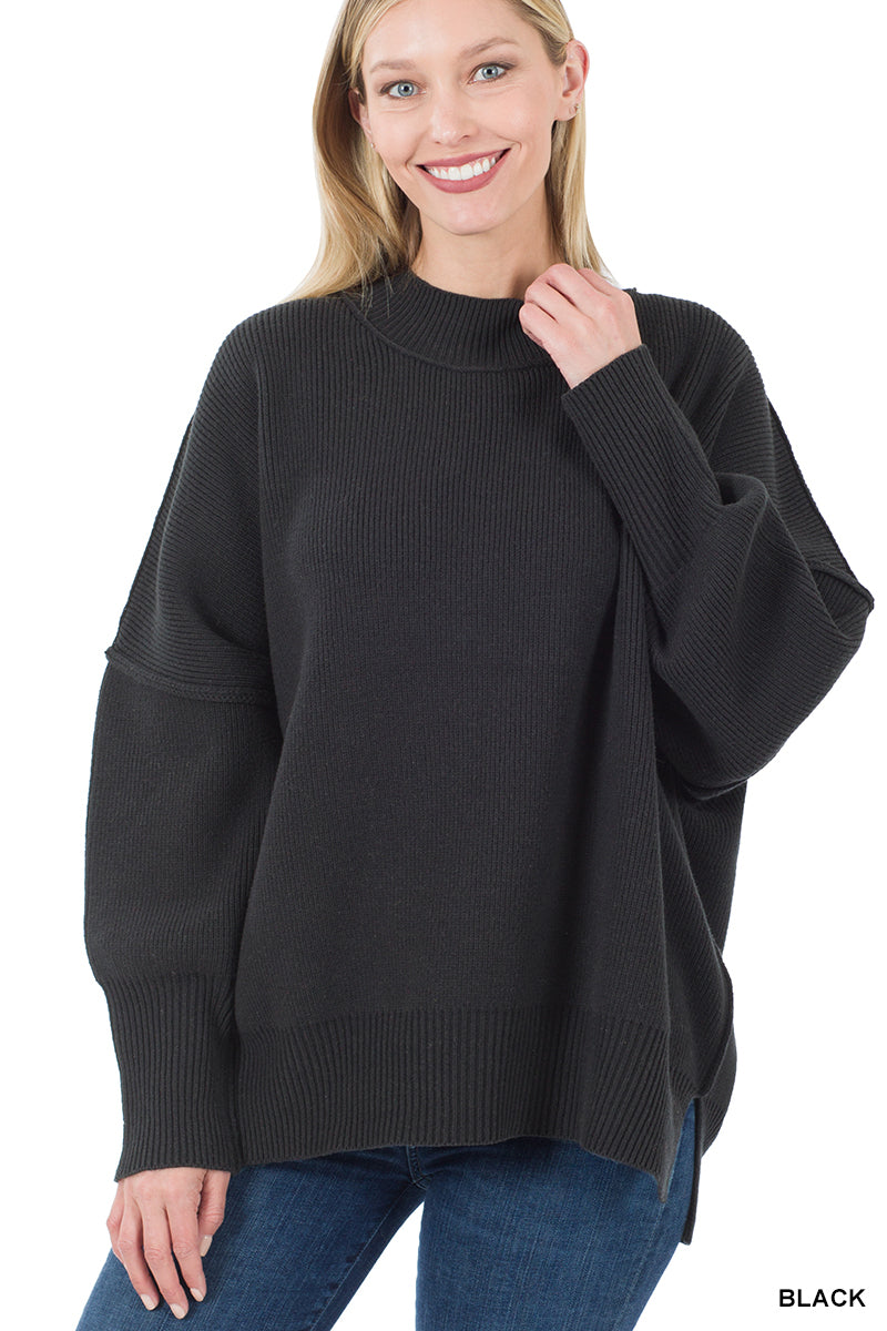 Zenana Oversized Side Slit Sweater