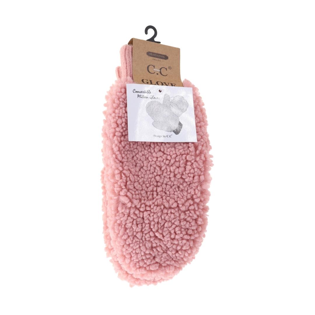 Cc Beanie fuzzy lined Sherpa Convertible mitten