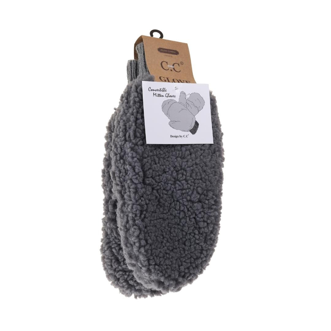 Cc Beanie fuzzy lined Sherpa Convertible mitten