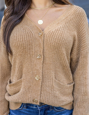 Grace and Lace bambü ribbed button cardigan