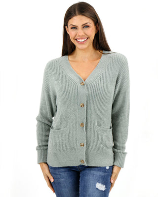 Grace and Lace bambü ribbed button cardigan