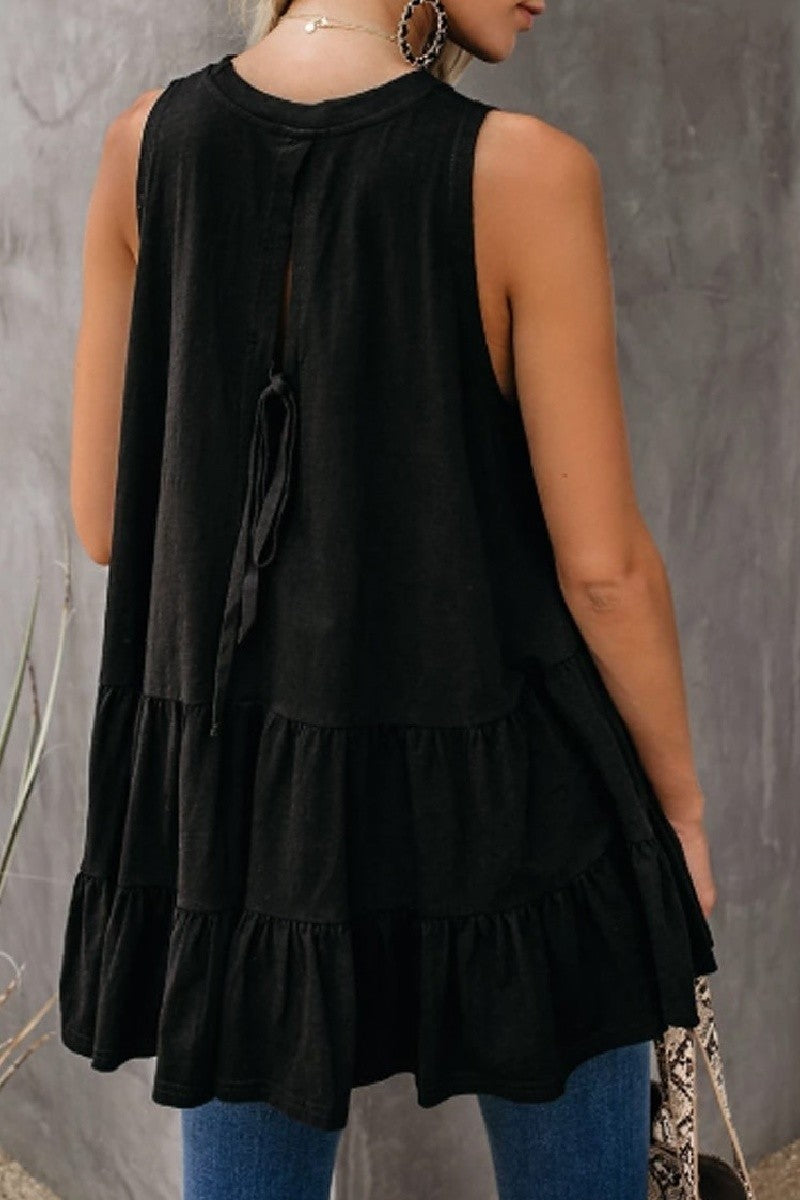 Tiered ruffle tie top