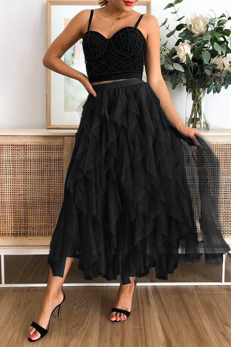 A-line tulle ruffle skirt - kentlyn's