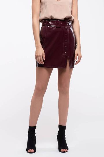 Blu Pepper Belted Mini Skirt in Burgundy