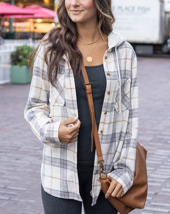 Grace and Lace Hooded Flannel Shacket