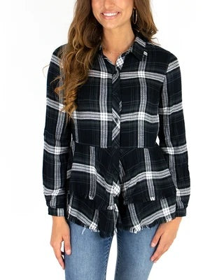 Grace &amp; Lace Tiered Button up Plaid