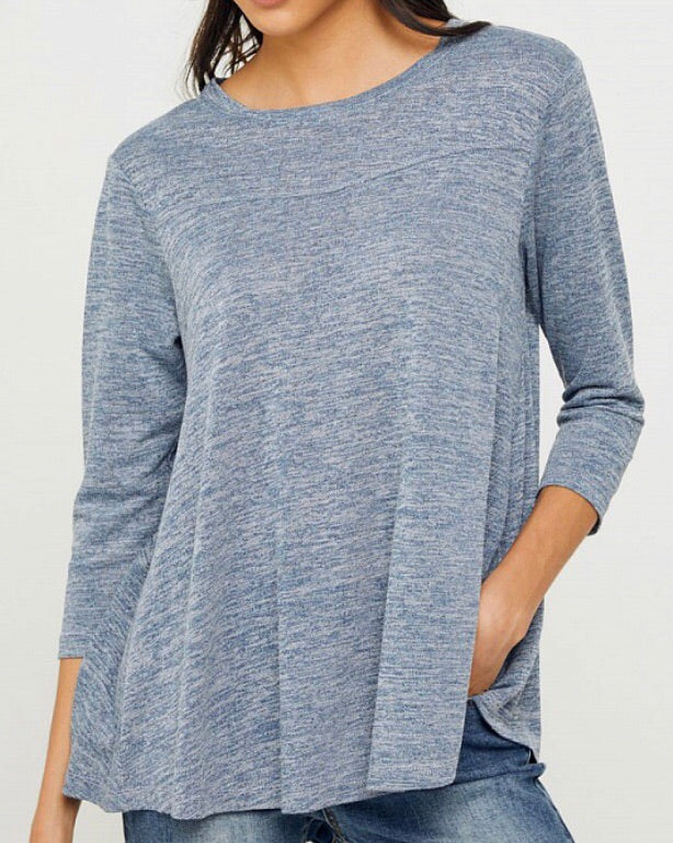 Hayden Blue Heathered yoke shirt