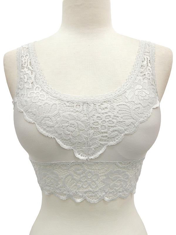 Wide lace strap front padded bralette