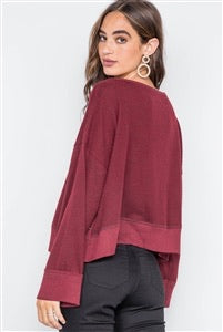 Burgundy side button sweater