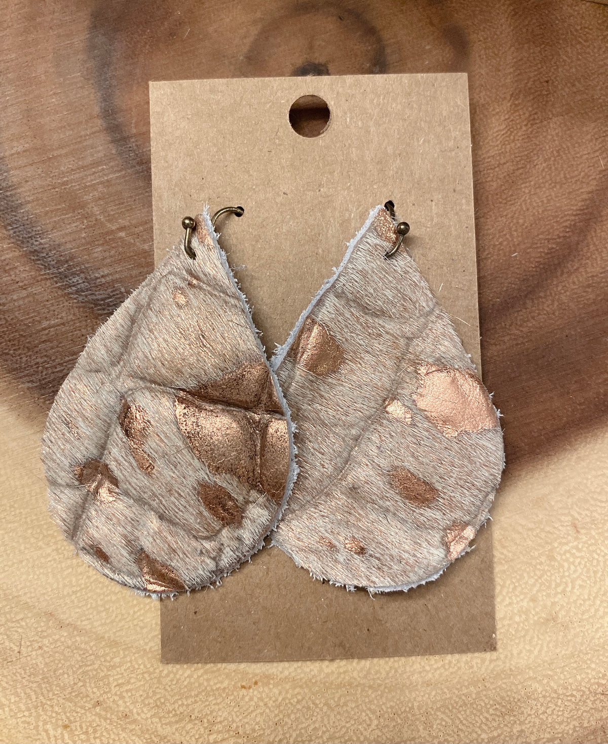 Hide Rose Gold leather earrings