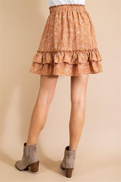 LLove Ruffled tiered floral print skirt