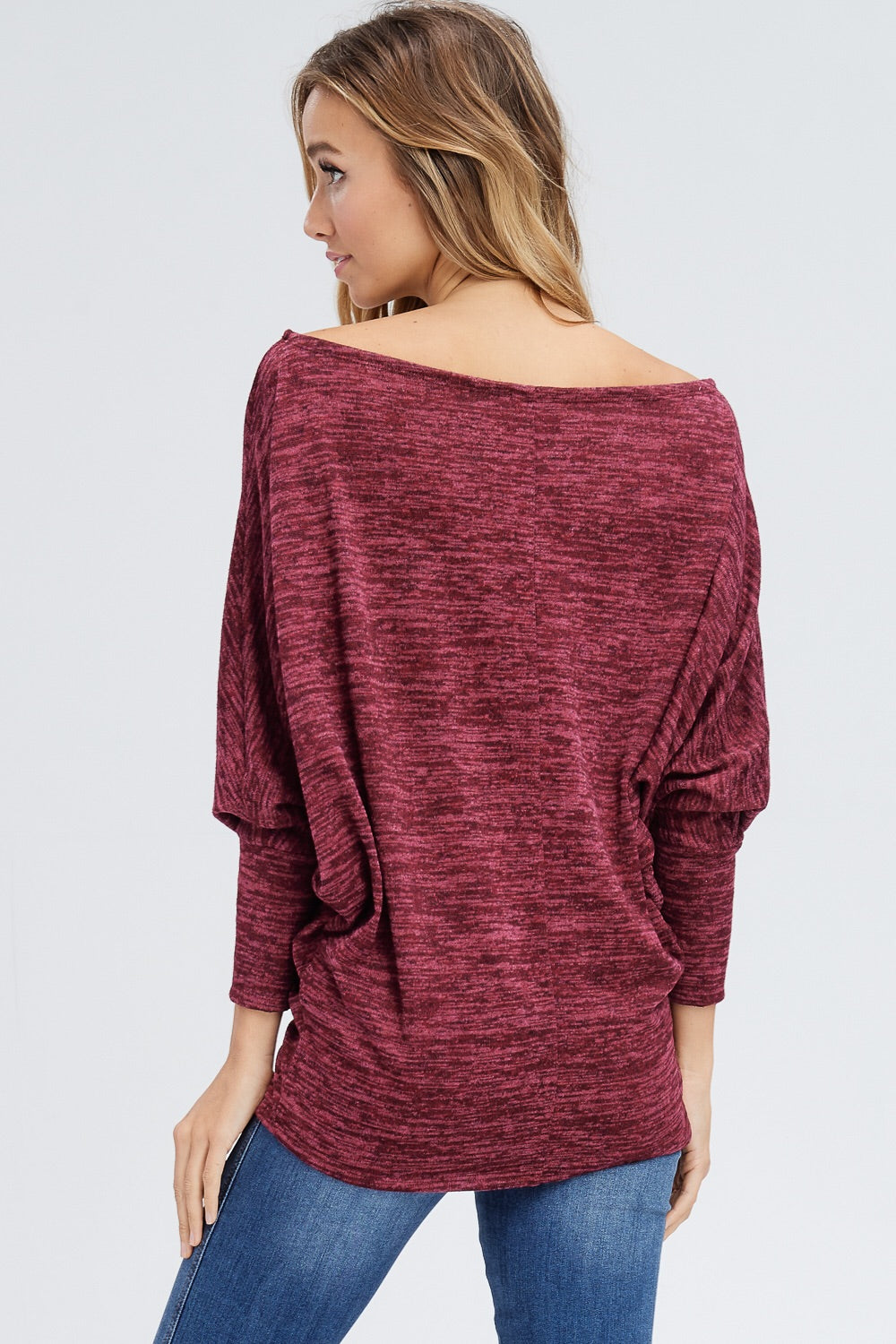 White Birch Burgundy off the shoulder sweater