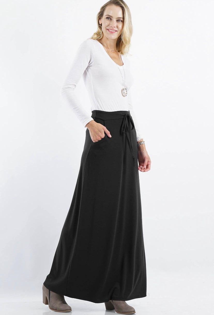 42 Pops premium maxi skirt -black