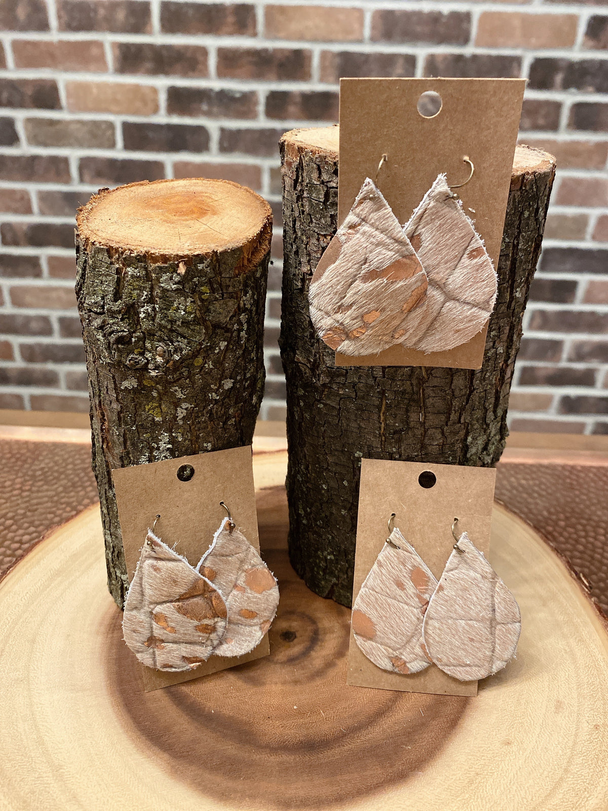 Hide Rose Gold leather earrings