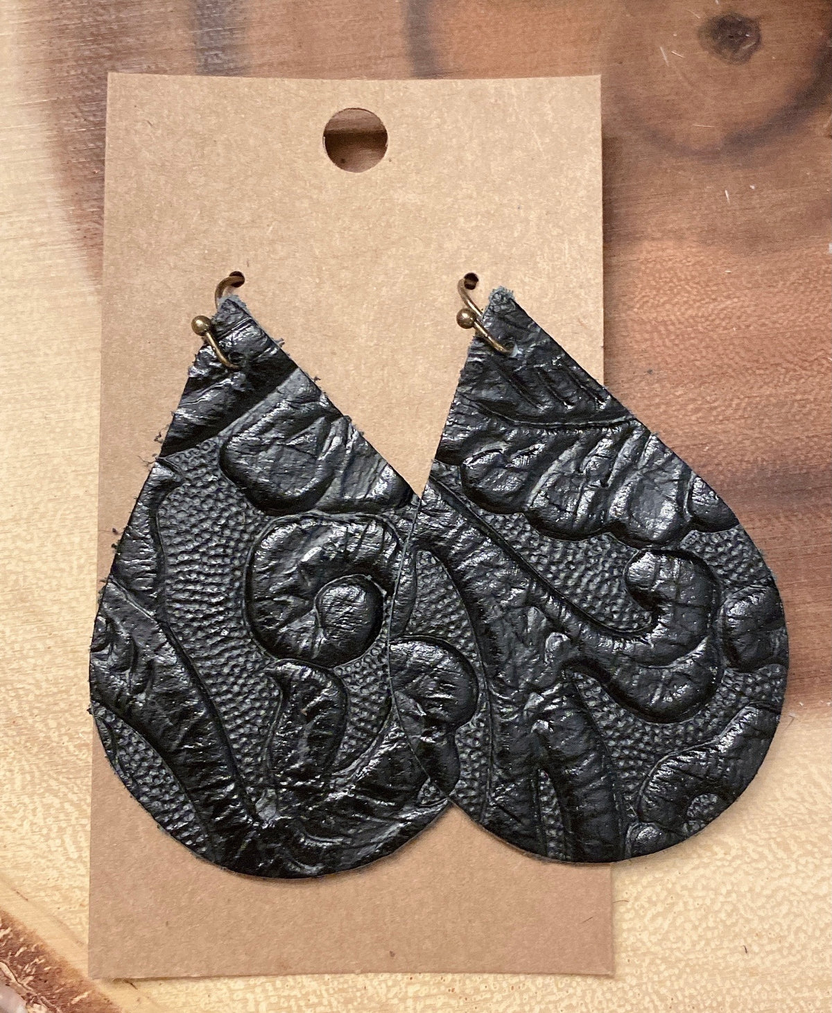 Hide Black Paisley Tear Drop Earrings