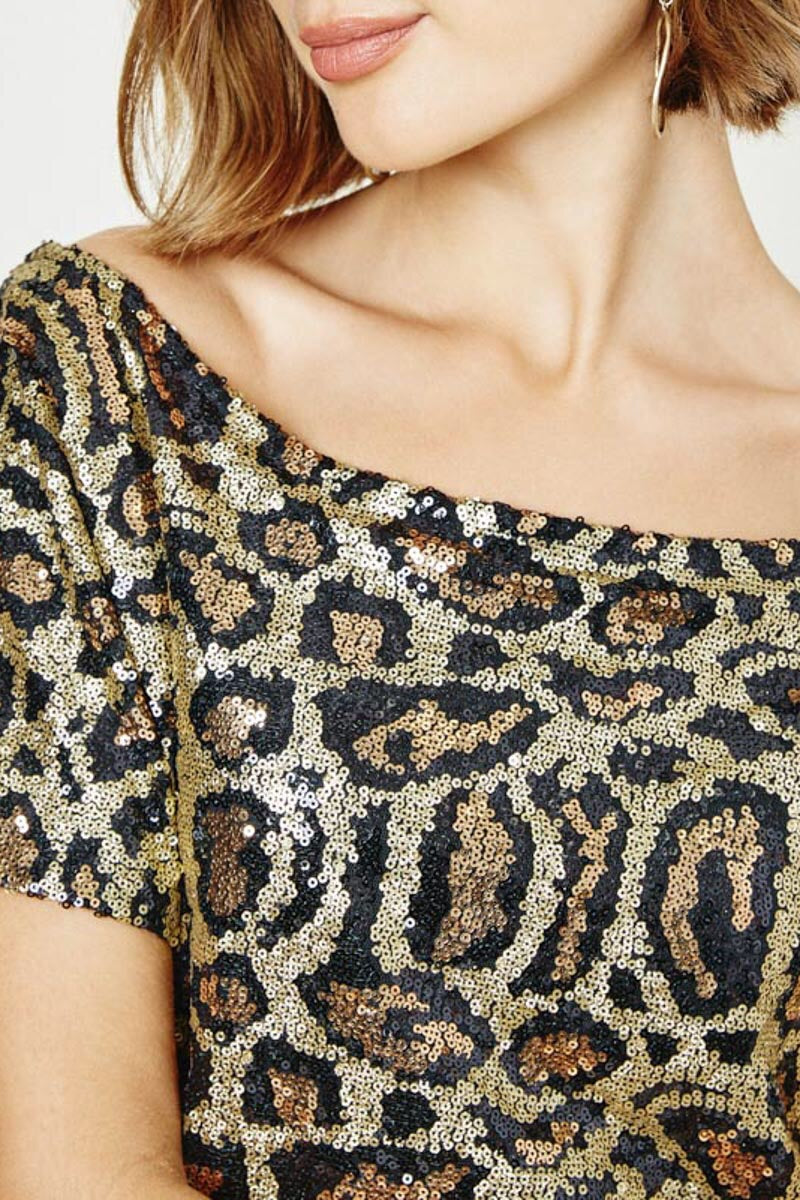 animal print sequin top
