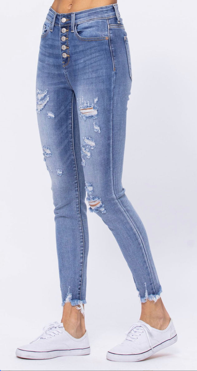 Judy Blue Hi-Rise Skinny destroyed Buttonfly