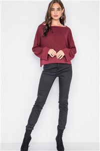 Burgundy side button sweater